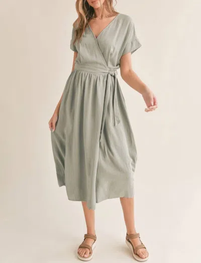 Sadie & Sage Botanical Wrap Midi Dress In Green