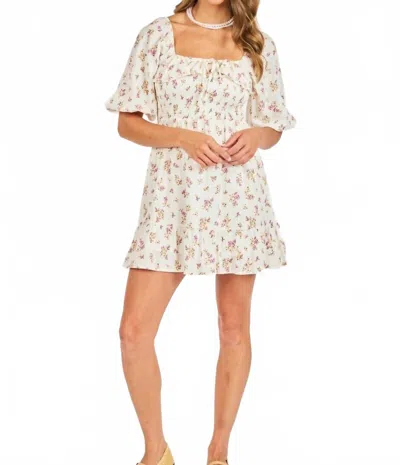 Sadie & Sage Bouquet Smocked Mini Dress In White Multi
