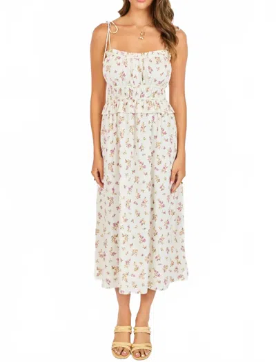 Sadie & Sage Bouquet Sweetheart Midi Dress In White Multi