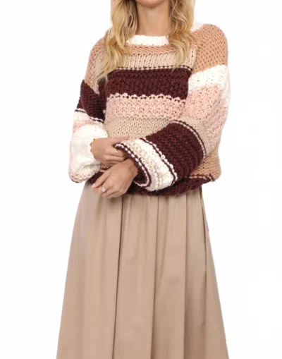 Sadie & Sage Butter Pecan Chunky Sweater In Burgundy Multi In Brown