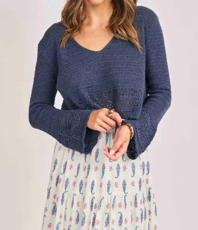Sadie & Sage Calico Pullover Sweater In Navy In Blue