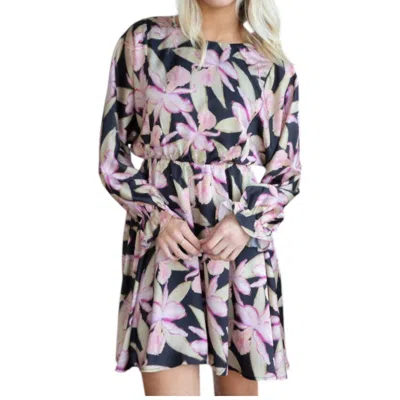 Sadie & Sage Candlelight Dolman Sleeve Dress In Black Multi