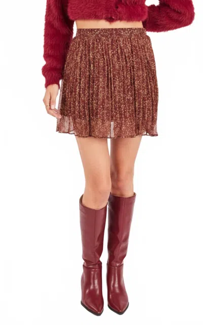 Sadie & Sage Candlelight Pleated Mini Skirt In Burgundy In Brown