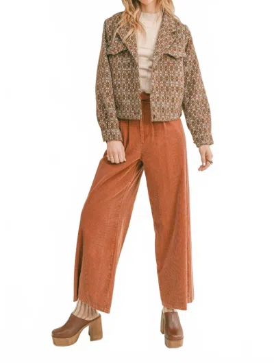 Sadie & Sage Celeste Crop Jacket In Brown Multi In Neutral