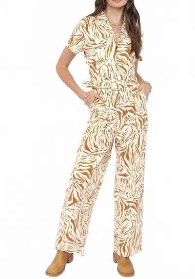 Sadie & Sage City Boheme Jumpsuit In Camel Zebra In Multi
