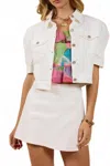 Sadie & Sage Clear Eyes Princess Short Sleeve Denim Jacket In Ivory In White