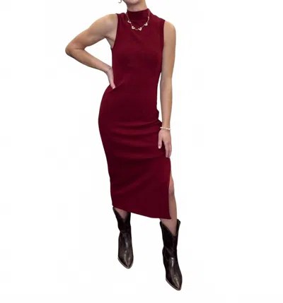 Sadie & Sage Cliffside Mock Neck Midi Dress In Red