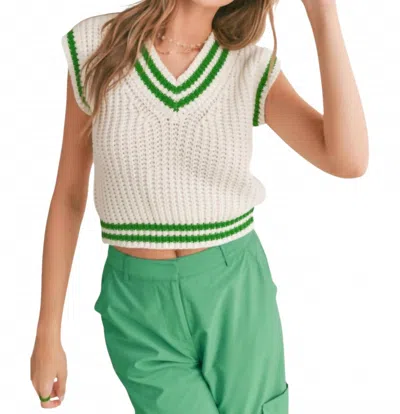 Sadie & Sage Club Perks Sweater Vest In White Green