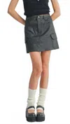 Sadie & Sage Coated Mini Cargo Skirt In Black In Black