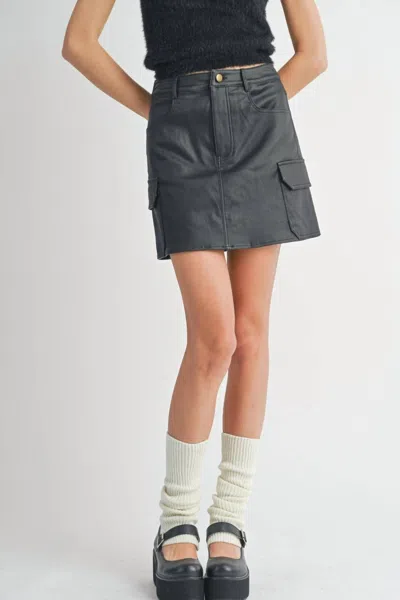 Sadie & Sage Coated Mini Skirt In Black