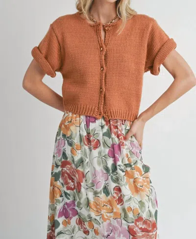 Sadie & Sage Coco Buttoned Sweater In Pumpkin