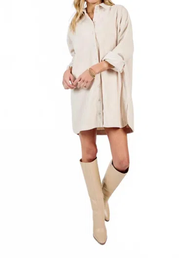 Sadie & Sage Corduroy Shirt Dress In Ivory