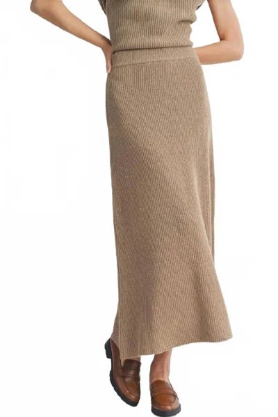 SADIE & SAGE CROSBY RIBBED SWEATER MIDI SKIRT IN DARK TAUPE