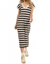 Sadie & Sage Dalia Stripe Midi Dress In Black And Ivory In Brown