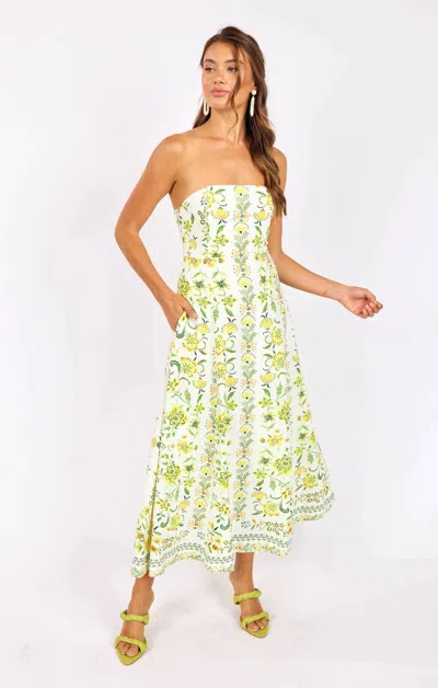 Sadie & Sage Dandelion Dreams Tube Maxi Dress In Citron Multi In Green