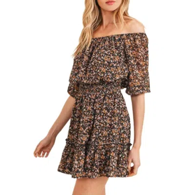Sadie & Sage Daydreamin' Mini Dress In Black Multi In Brown