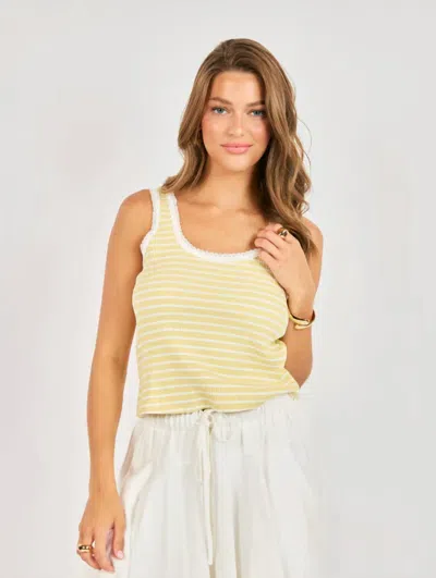Sadie & Sage Dejavu Stripe Tank In Butter Ivory In Yellow