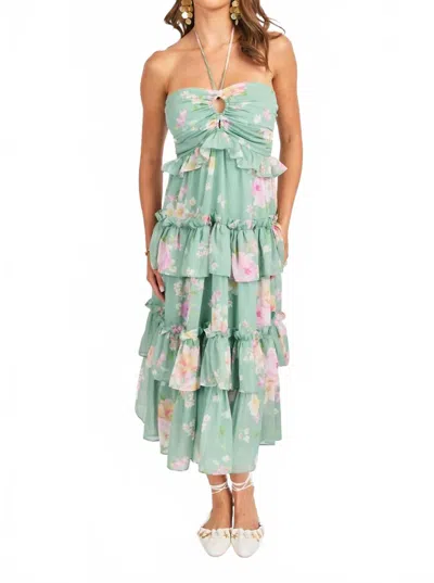 Sadie & Sage Desert Rose Ruffle Midi Dress In Sage In Green