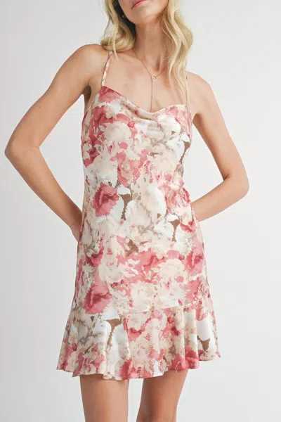 Sadie & Sage Dinner Bias Cowl Neck Dress In Soft Pink In Multi