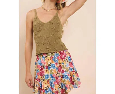Sadie & Sage Dixie Flower Knit Tank In Dark Sage In Green