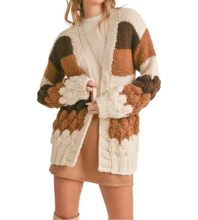 Sadie & Sage Dolly Delight Sweater In Cream Brown Striped