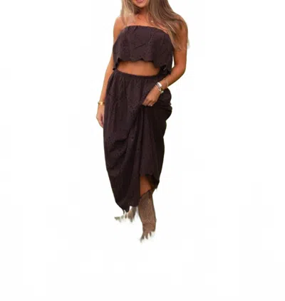 Sadie & Sage Double Vision Eyelet Skirt In Brown