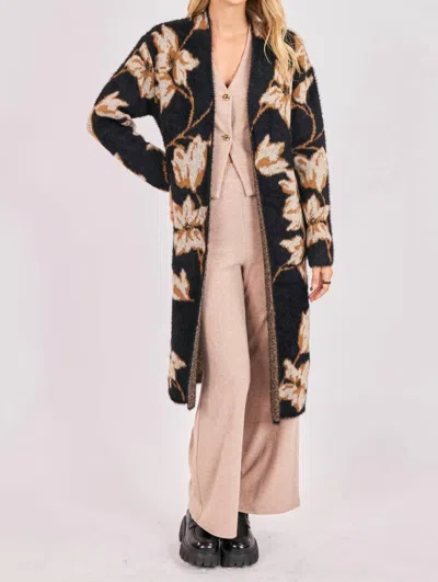 Sadie & Sage Emory Duster Cardigan In Black In Brown