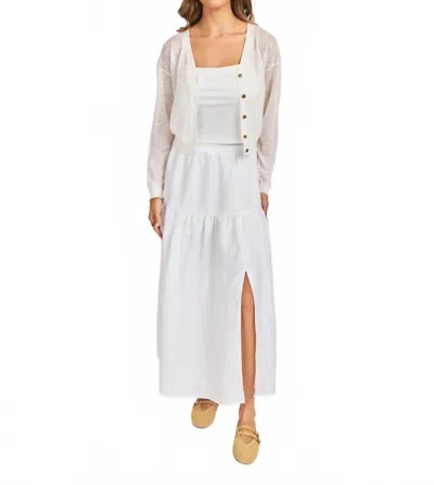 Sadie & Sage Evie Button Front Cardigan In White