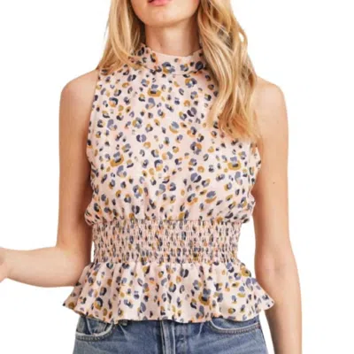 Sadie & Sage Femme Feline Mock Neck Top In Blush In Pink