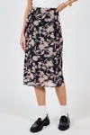 Sadie & Sage Floral Mesh Midi Skirt In Black In Black