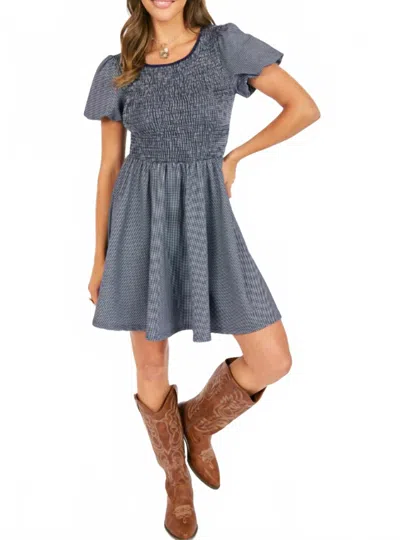 Sadie & Sage Frankie Smocked Mini Dress In Navy Gingham In Blue
