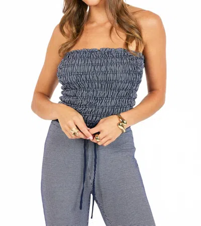 Sadie & Sage Frankie Smocked Tube Top In Navy In Gray