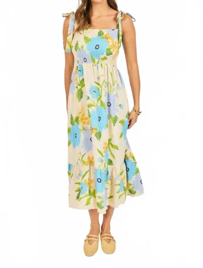 Sadie & Sage Fresh Cut Floral Midi Dress In Cream/multi In White