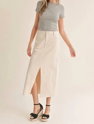 Sadie & Sage Front Slit Midi Skirt In Ecru