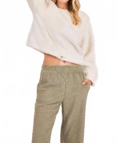 Sadie & Sage Fuzzy Drawstring Hem Top In Ivory In White