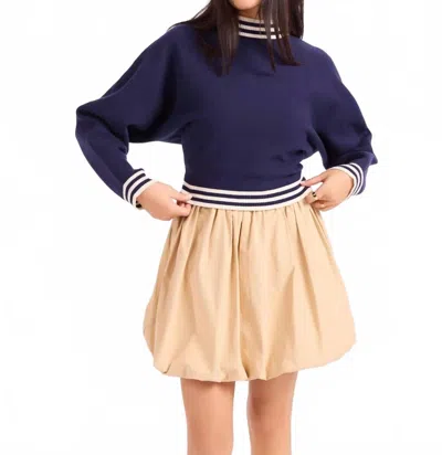 Sadie & Sage Gameday Dolman Sweater In Navy White In Blue