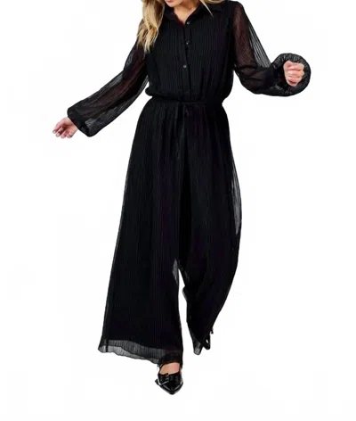Sadie & Sage Gathering Button Up Jumpsuit In Black