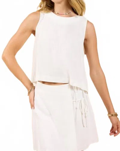 Sadie & Sage Giavanna Button Back Linen Tank In White