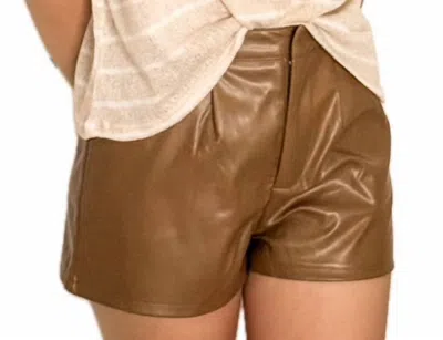 Sadie & Sage Kids' Girl's Vegan Faux Leather Shorts In Camel In Brown