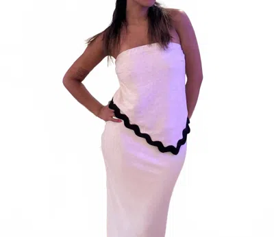 Sadie & Sage Go With The Flow Wavy Trim Tube Top In White In Pink