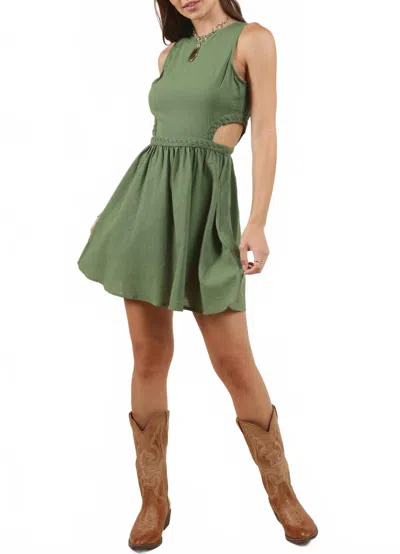 SADIE & SAGE GOOD DAY BRAIDED CUT OUT MINI DRESS IN GREEN