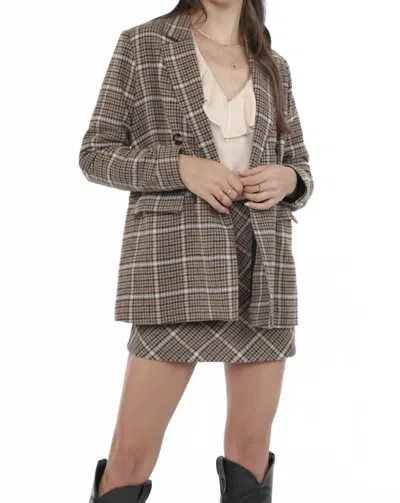 Sadie & Sage Gossip Girl Blazer In Brown Multi In Gray