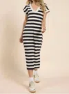 Sadie & Sage Dalia Stripe Midi Dress In Black And Ivory