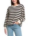 Sadie & Sage Growth Striped Crewneck Pullover In Black In Multi