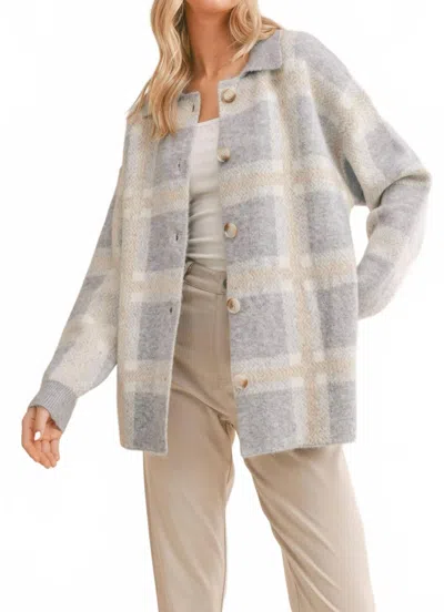 Sadie & Sage Gwen Checkered Cardigan In Ivory Blue In White