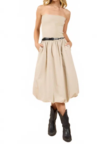 Sadie & Sage Happier Now Strapless Tube Bubble Dress In Ash In Brown