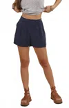 Sadie & Sage Heritage Front Pleat Shorts In Navy In Black