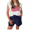 Sadie & Sage Heritage High Waist Shorts In Navy Blue In Multi