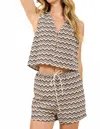 Sadie & Sage In Between Chevron Tank Top In Navy Ivory In Blue