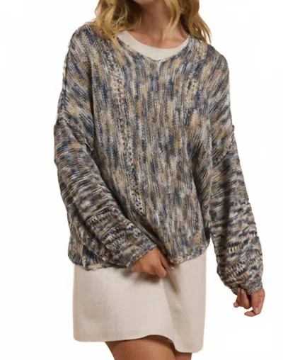 Sadie & Sage Isla V Neck Sweater In Navy Multi